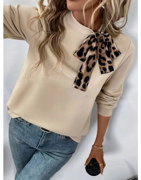 Kadın Uzun Kollu Yakadan Bağlamalı Viskon Iki Iplik Bluz