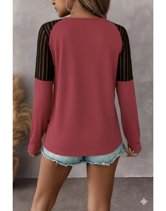 Kadın Uzun Kollu Yakadan Fermuarlı Viskon Bluz