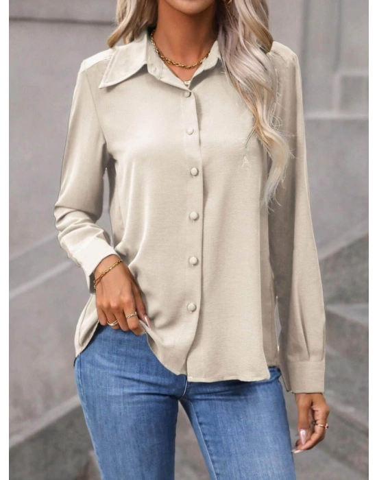 Kadın Uzun Kollu Yakalı önden Düğmeli Aerobin Gömlek