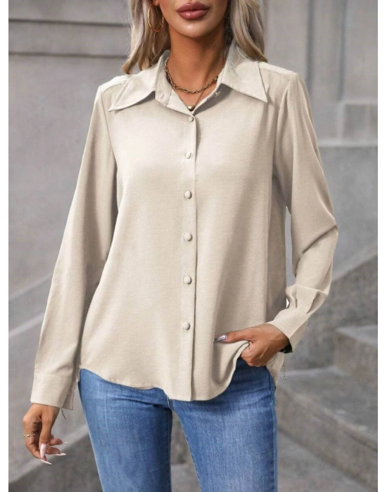 Kadın Uzun Kollu Yakalı önden Düğmeli Aerobin Gömlek