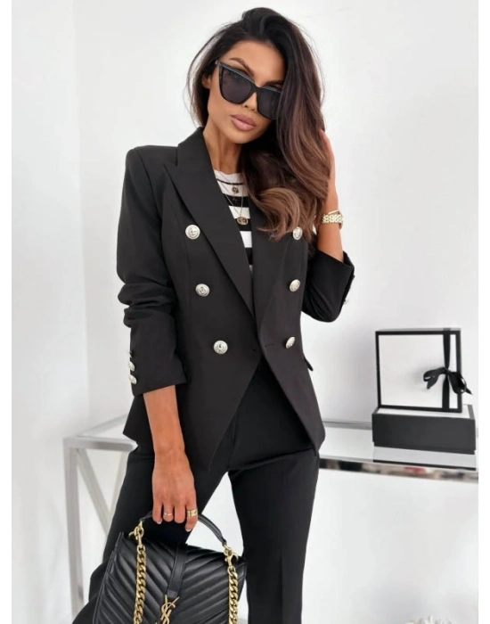 Kadın Uzun Kollu Yakalı önden Düğmeli Cep Detay Atlas Ceket