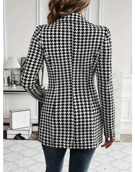 Kadın Uzun Kollu Yakalı önden Düğmeli Kazayağı Dokuma Ceket