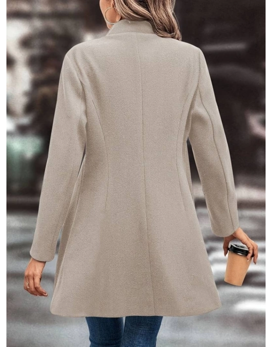 Kadın Uzun Kollu Yakalı önden Düğmeli Kısa Kaşe Kaban