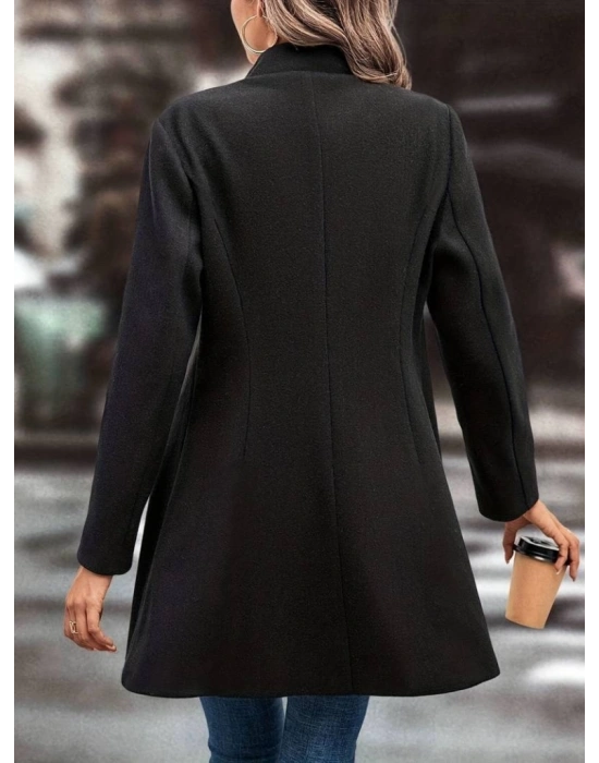 Kadın Uzun Kollu Yakalı önden Düğmeli Kısa Kaşe Kaban