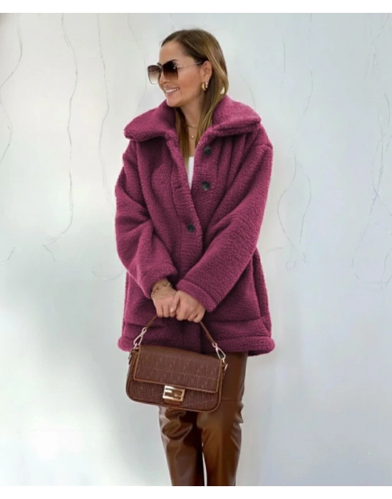 Kadın Uzun Kollu Yakalı önden Düğmeli Welsoft Kaban