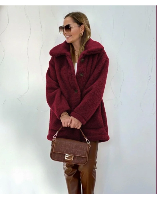 Kadın Uzun Kollu Yakalı önden Düğmeli Welsoft Kaban