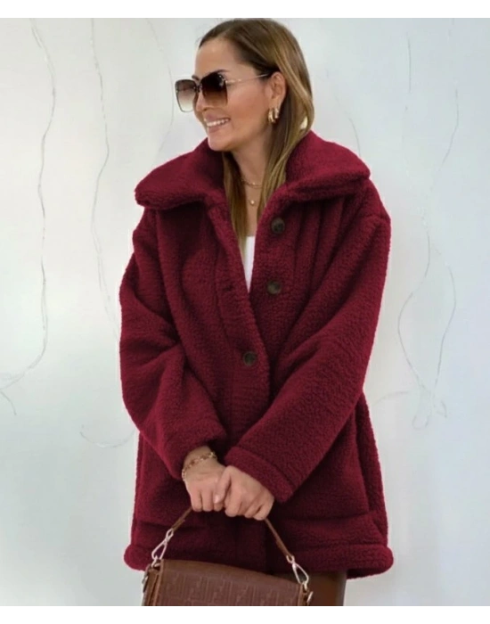 Kadın Uzun Kollu Yakalı önden Düğmeli Welsoft Kaban