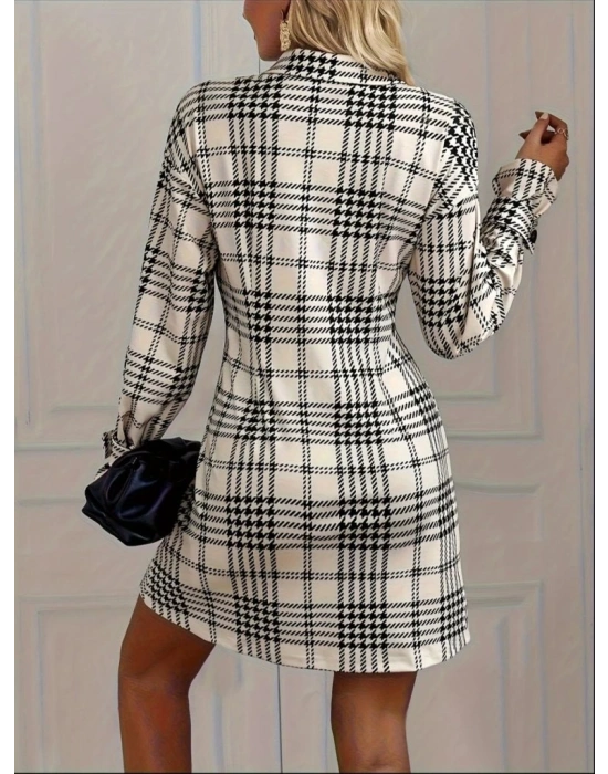 Kadın Uzun Kollu Yakalı önü Düğmeli Mini Modal Elbise