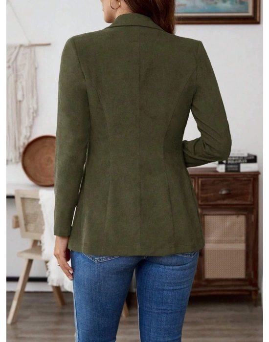 Kadın Uzun Kollu Yakalı Tek Düğmeli Süet Ceket