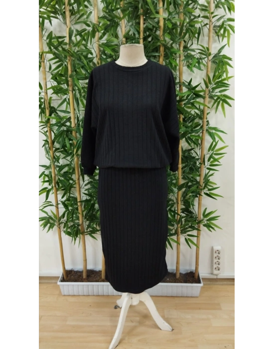 Kadın Uzun Kollu Yakası Açık Yarasa Kollu şardonlu Kaşkorse Bluz Ve Etek Takım