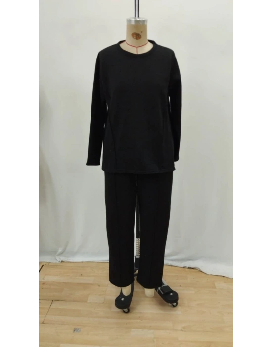 Kadın Uzun Kollu Yanları Nervurlu Viskon Iki Iplik Ve Pantolon Ikili Takım