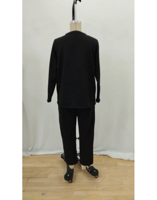 Kadın Uzun Kollu Yanları Nervurlu Viskon Iki Iplik Ve Pantolon Ikili Takım