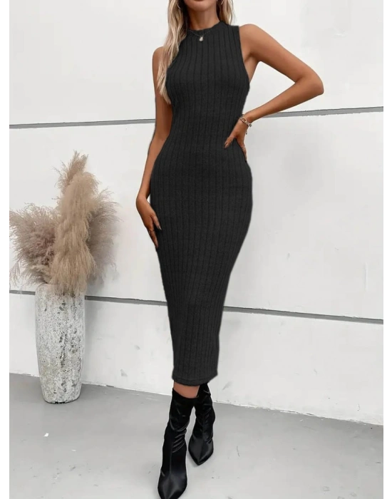 Kadın Uzun Kollu Yarı Balıkçı Yaka şardonlu Dalgıç Elbise Ve Uzun Hırka Ikili Takım