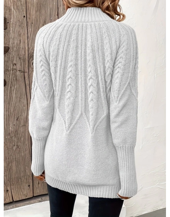 Kadın Uzun Kollu Yarı Balıkçı Yaka Triko Bluz