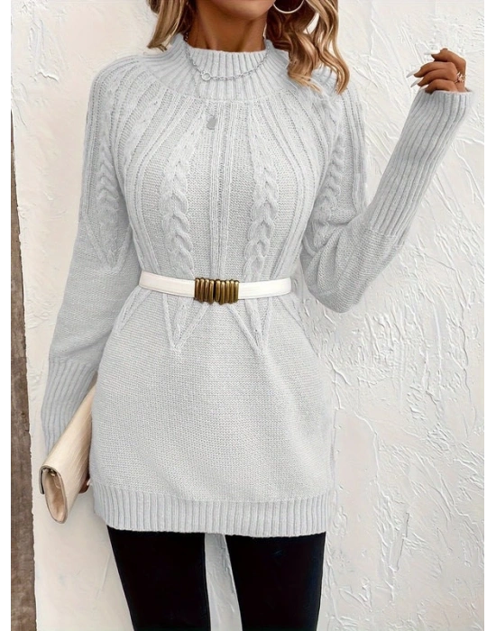 Kadın Uzun Kollu Yarı Balıkçı Yaka Triko Bluz