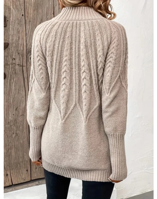 Kadın Uzun Kollu Yarı Balıkçı Yaka Triko Bluz