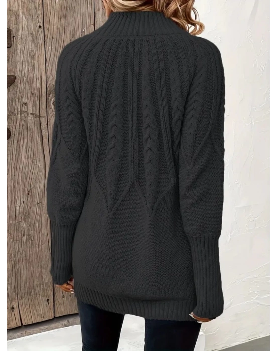 Kadın Uzun Kollu Yarı Balıkçı Yaka Triko Bluz