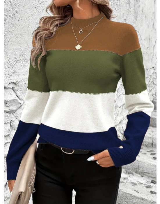 Kadın Uzun Kollu Yarı Balıkçı Yaka Triko Kazak