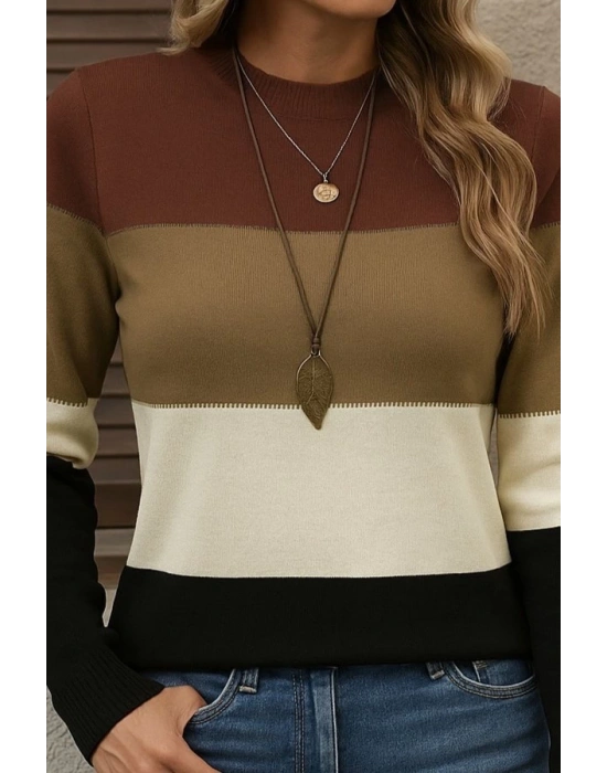 Kadın Uzun Kollu Yarı Balıkçı Yaka Triko Kazak