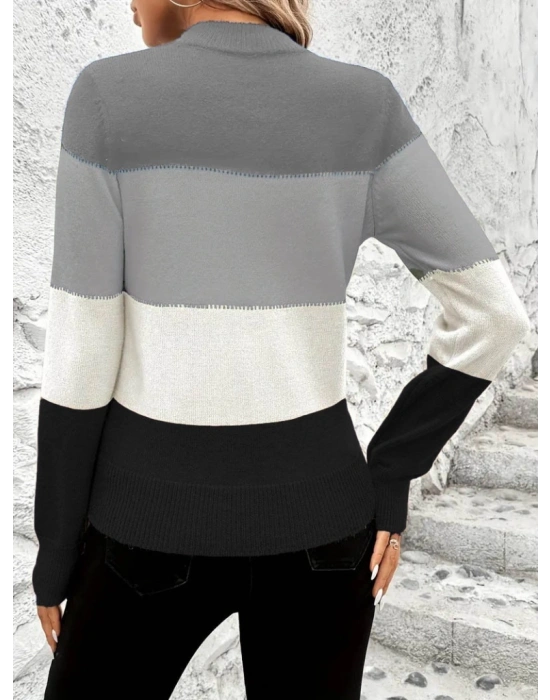 Kadın Uzun Kollu Yarı Balıkçı Yaka Triko Kazak