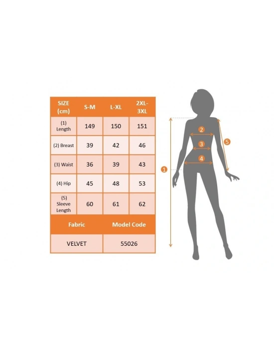 Kadın Uzun Kollu Yırtmaçlı önü Pile Detay Tek Kol Maxi Boy Kadife Elbise