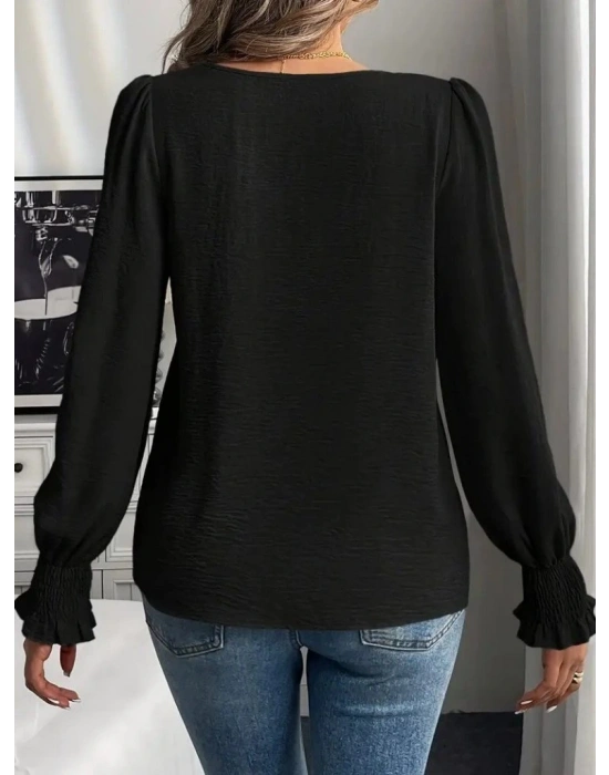 Kadın Uzun Kollu Yuvarlak Yaka Aerobin Bluz