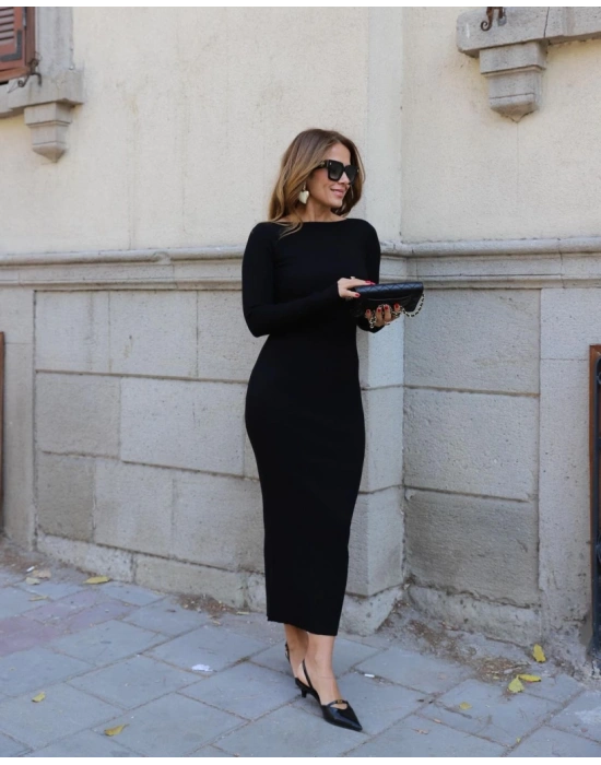 Kadın Uzun Kollu Yuvarlak Yaka Akrilik Elbise