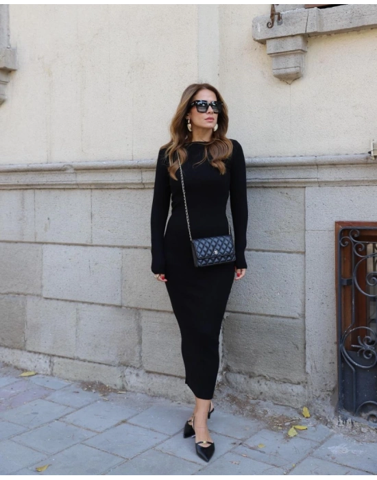 Kadın Uzun Kollu Yuvarlak Yaka Akrilik Elbise