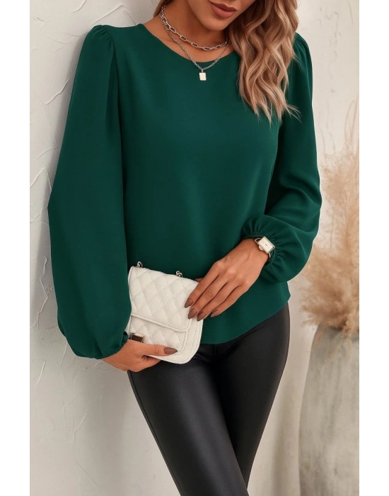 Kadın Uzun Kollu Yuvarlak Yaka Arkadan Bağcıklı Salaş Ithal Krep Bluz