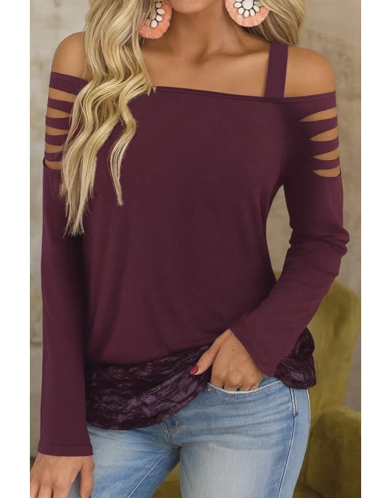 Kadın Uzun Lazer Kesik Detaylı Askılı Viskon Iki Iplik Bluz