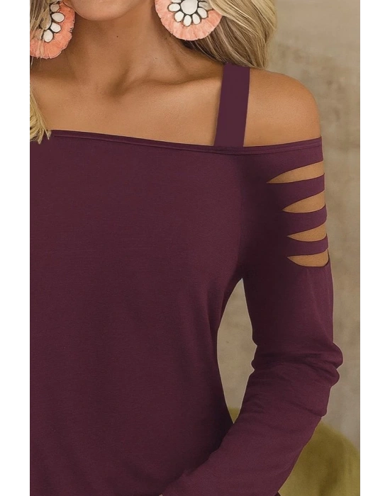 Kadın Uzun Lazer Kesik Detaylı Askılı Viskon Iki Iplik Bluz