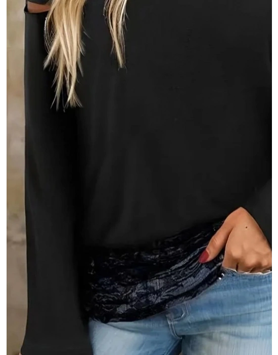 Kadın Uzun Lazer Kesik Detaylı Askılı Viskon Iki Iplik Bluz