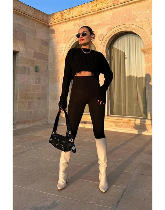 Kadın Uzun Yüksek Bel şardonlu Toparlayıcı Tayt