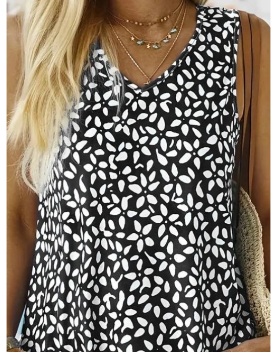 Kadın V Yakalı çiçek Baskılı Salaş Süprem Bluz