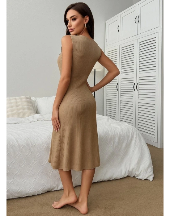 Kadın V Yakalı önden Düğmeli Kaşkorse Elbise