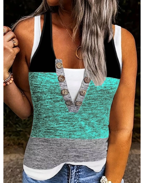 Kadın V Yakalı önden Düğmeli Viskon Bluz