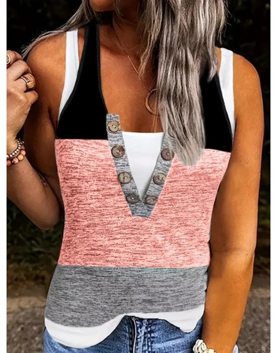 Kadın V Yakalı önden Düğmeli Viskon Bluz