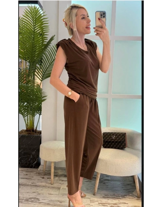 Kadın Vatkalı Düşük Kol Rahat Kesim İkili Takım