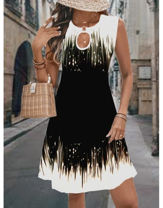 Kadın Yaka Damla Dekolteli Desenli Dalgıç Elbise