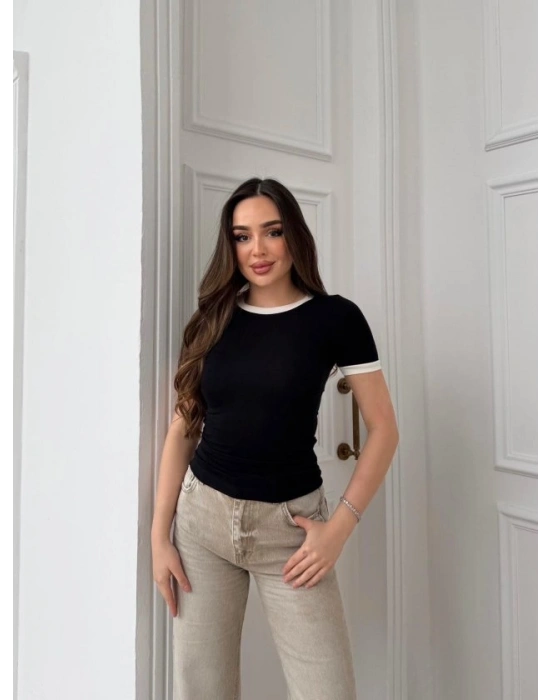 Kadın Yaka Ve Kolda Garni Detay Bluz