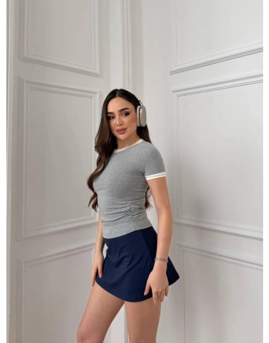 Kadın Yaka Ve Kolda Garni Detay Bluz