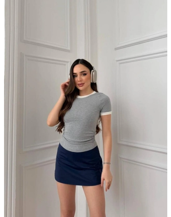 Kadın Yaka Ve Kolda Garni Detay Bluz