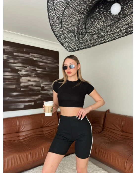 Kadın Yanı şerit Detay Kaşkorse şort