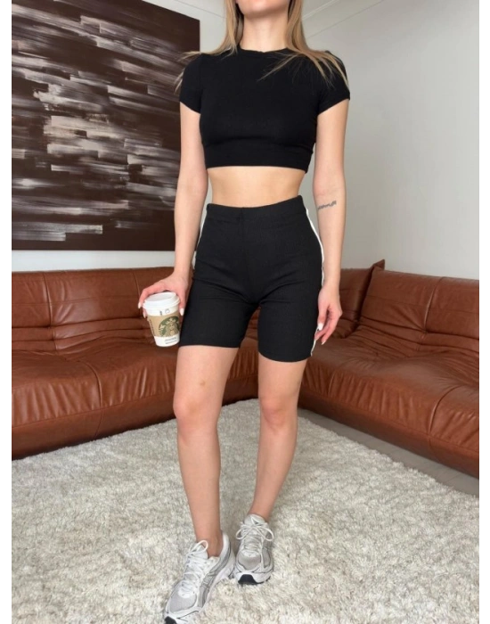 Kadın Yanı şerit Detay Kaşkorse şort