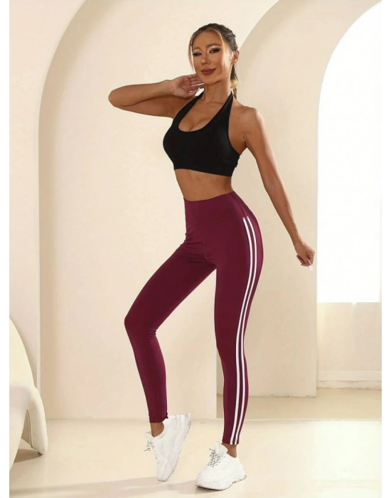 Kadın Yanları çift Beyaz şeritli Dalgıç Tayt