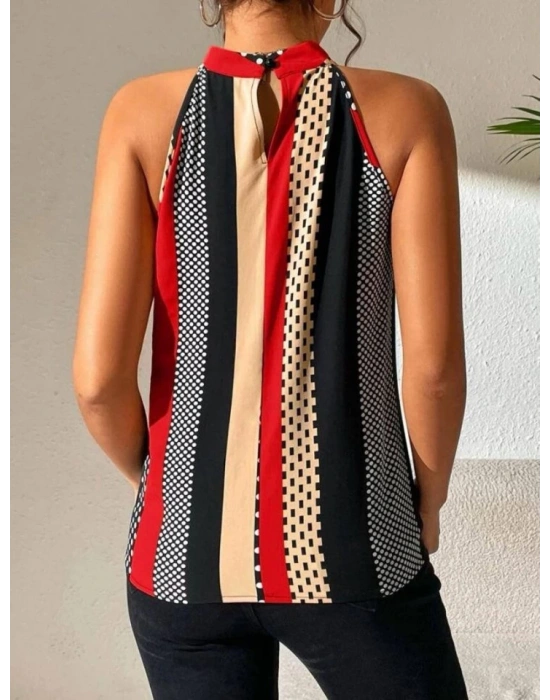 Kadın Yarım Balıkçı Yaka Kolsuz Mikro Bluz