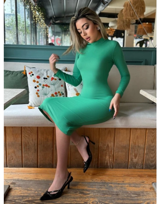 Kadın Yarım Balıkçı Yaka üet Kumaş Fırsat ürün Midi Boy Elbise