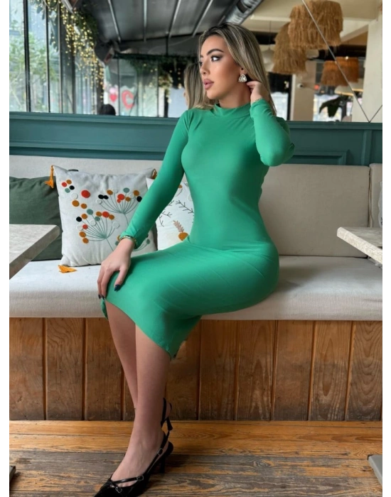 Kadın Yarım Balıkçı Yaka üet Kumaş Fırsat ürün Midi Boy Elbise