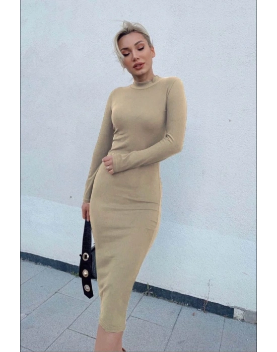 Kadın Yarım Balıkçı Yaka üet Kumaş Fırsat ürün Midi Boy Elbise