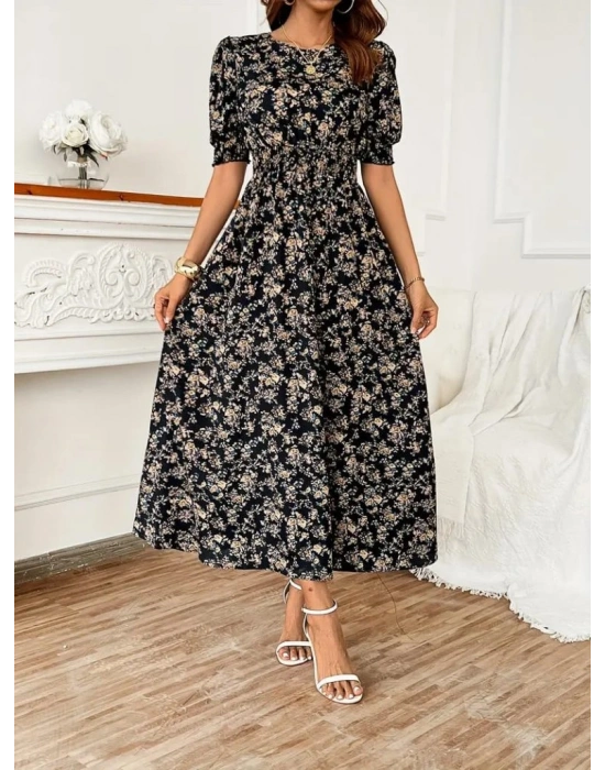 Kadın Yarım Kollu Bisiklet Yaka Kol Ve Bel Gipe Detay Süprem Elbise